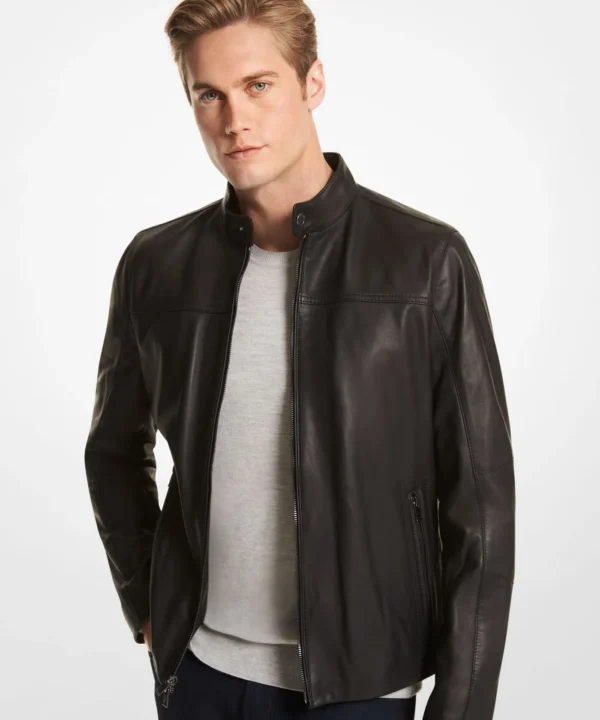 Lark Black Trucker Leather Jacket