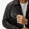 Black Leather Bruiser Trucker Jacket