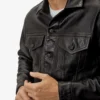 Black Leather Bruiser Trucker Jacket