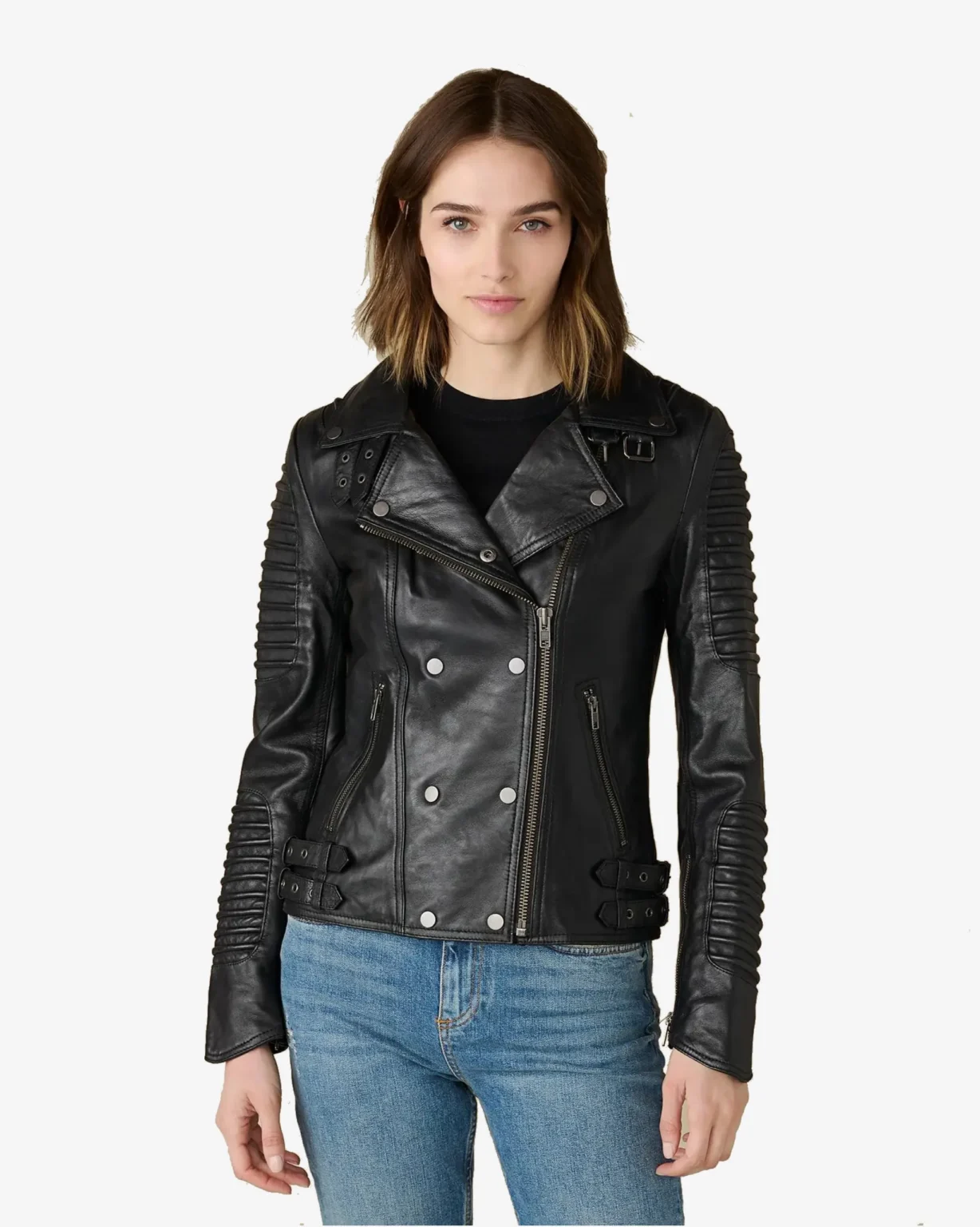 Brandy Black Quilted Biker Leather Jacket