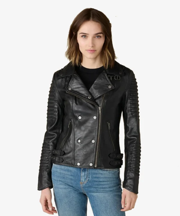 Brandy Black Quilted Biker Leather Jacket