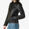 Brandy Black Quilted Biker Leather Jacket