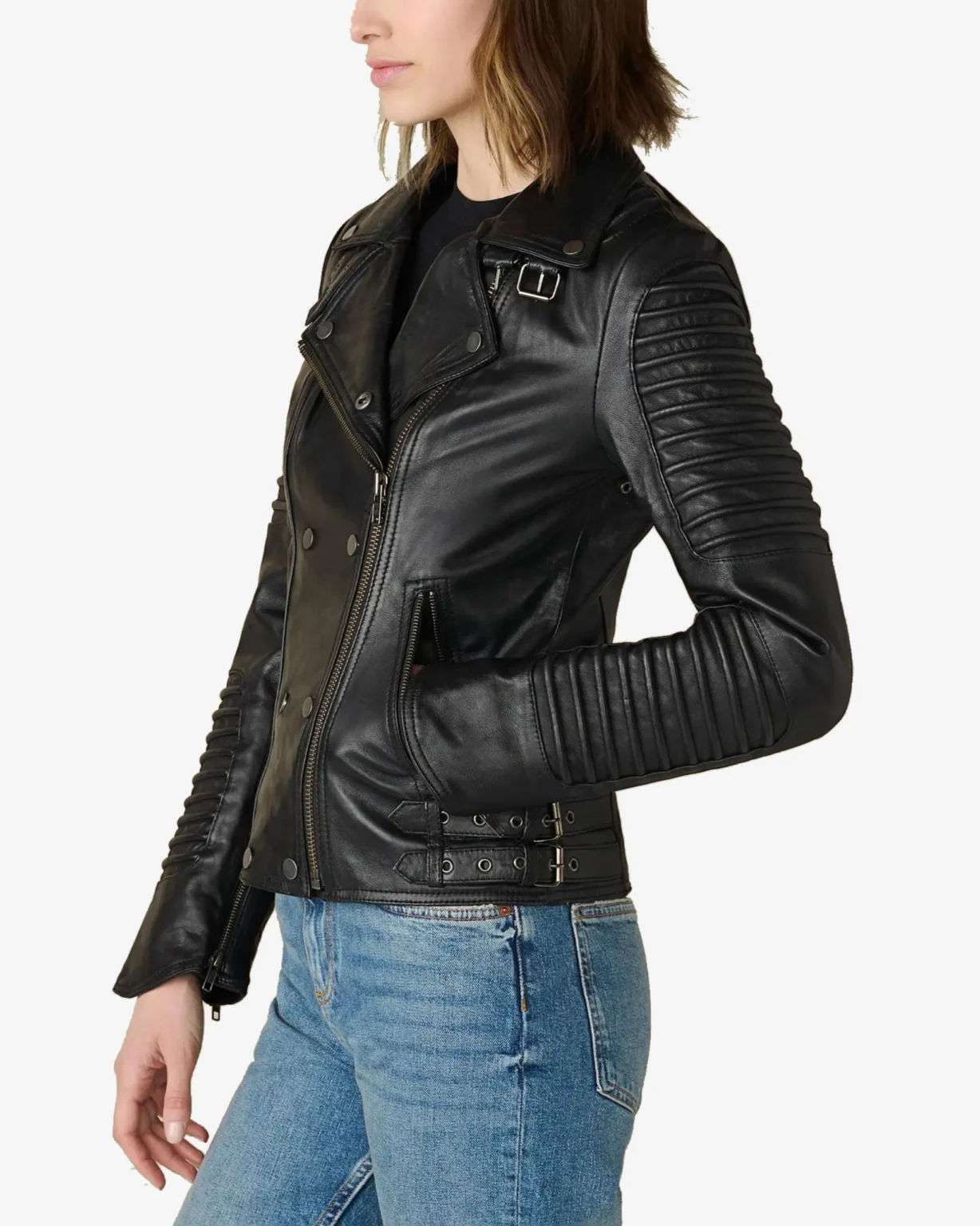 Brandy Black Quilted Biker Leather Jacket