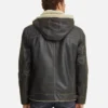 Brett Men Shearling Hooded Collar Leather Jacket