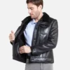 Calvin Mens Black Trucker Sheepskin Shearling