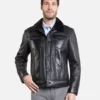 Calvin Mens Black Trucker Sheepskin Shearling