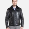 Calvin Mens Black Trucker Sheepskin Shearling