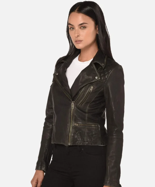 Cargo Black Moto Leather Jacket