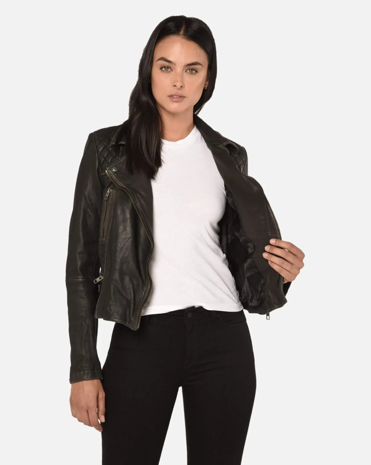 Cargo Black Moto Leather Jacket