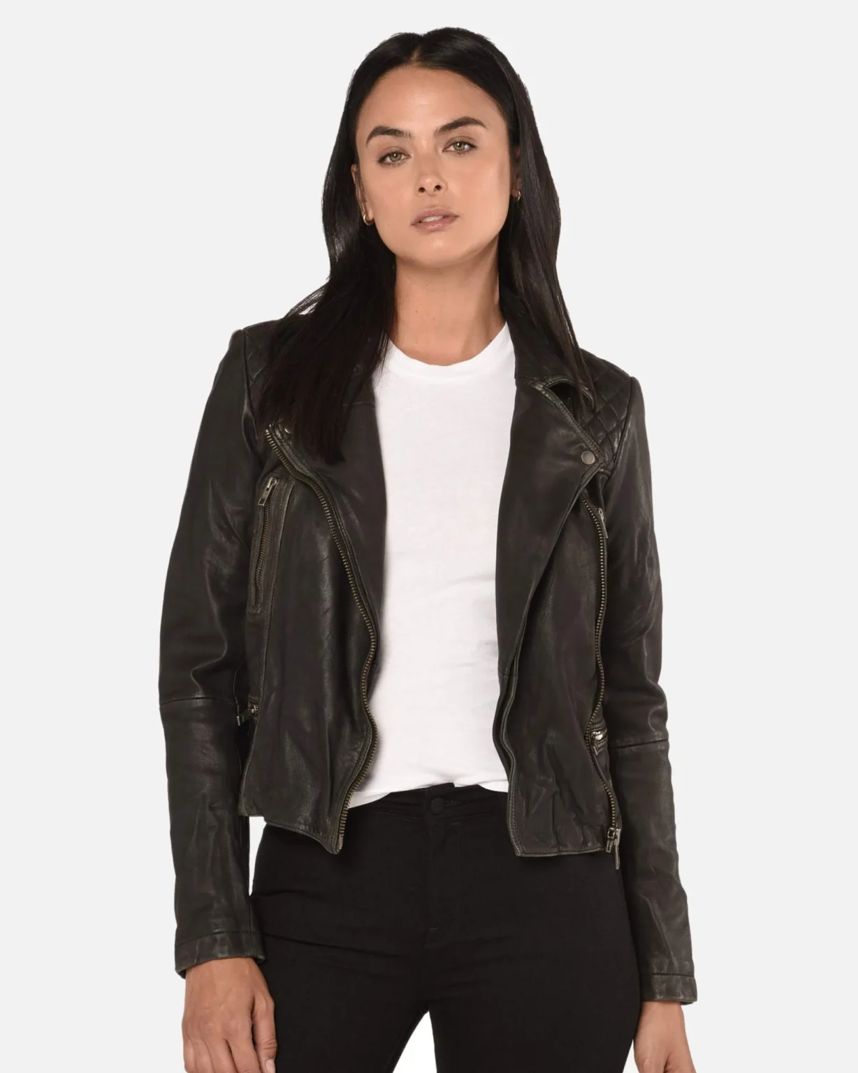 Cargo Black Moto Leather Jacket