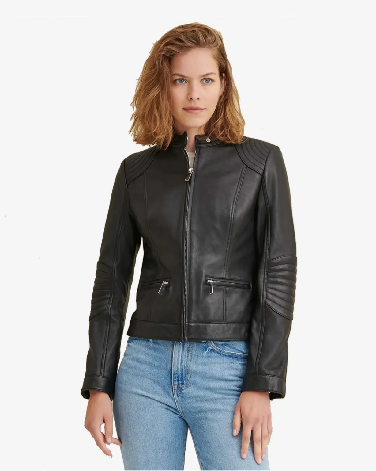 Emma Black Cafe Racer Leather Jacket