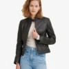 Emma Black Cafe Racer Leather Jacket