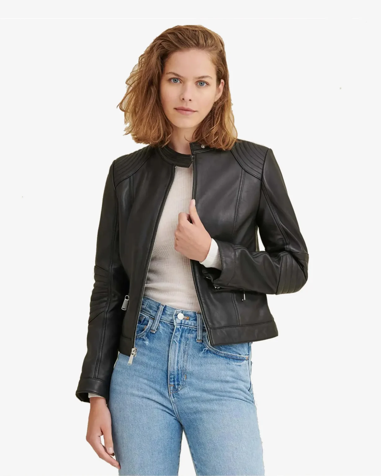 Emma Black Cafe Racer Leather Jacket