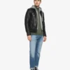 Eric Black Hooded Leather Jacket