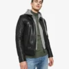 Eric Black Hooded Leather Jacket