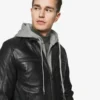 Eric Black Hooded Leather Jacket