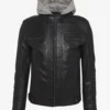 Eric Black Hooded Leather Jacket