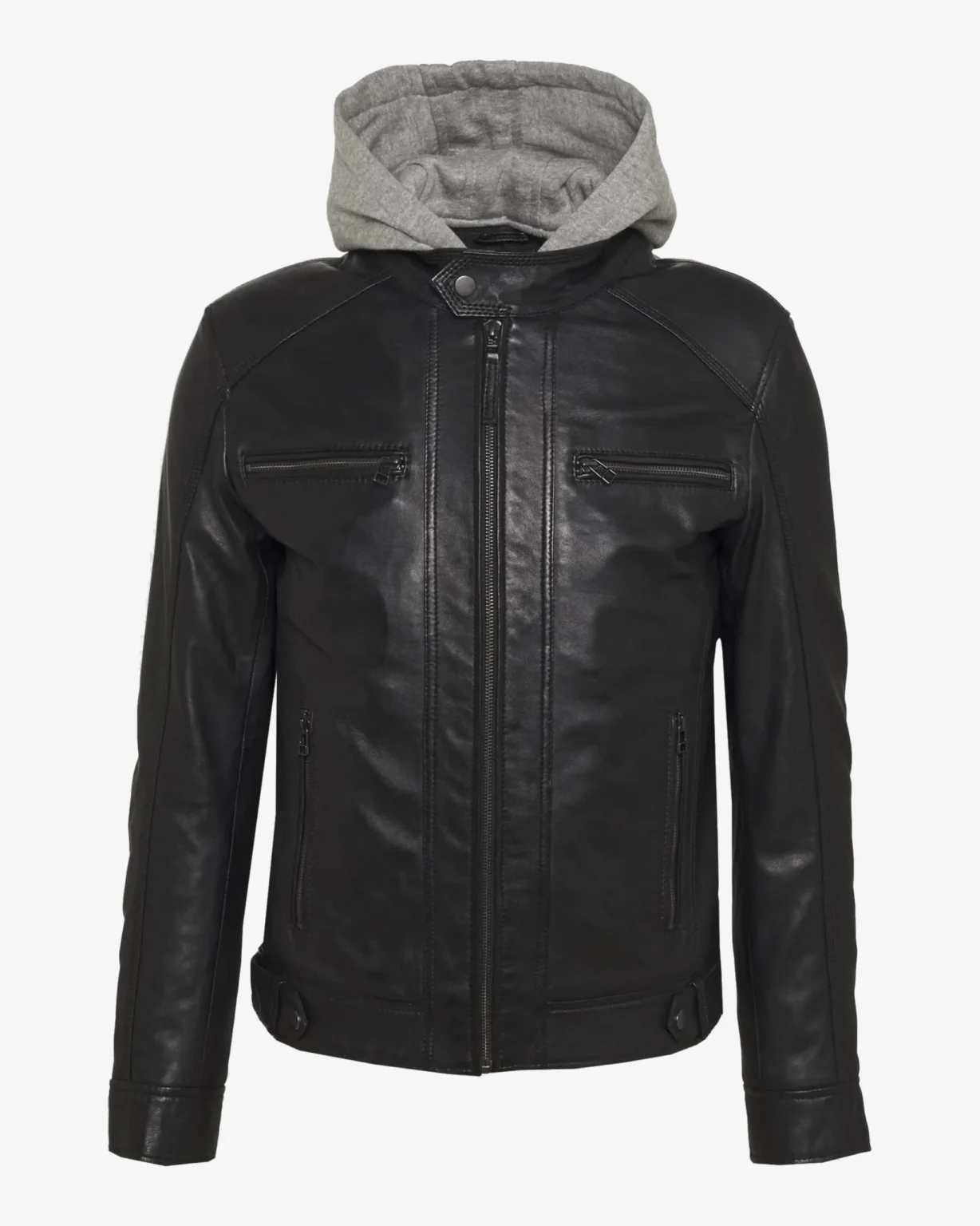 Eric Black Hooded Leather Jacket