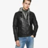 Eric Black Hooded Leather Jacket