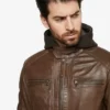 Eric Brown Hooded Leather Jacket