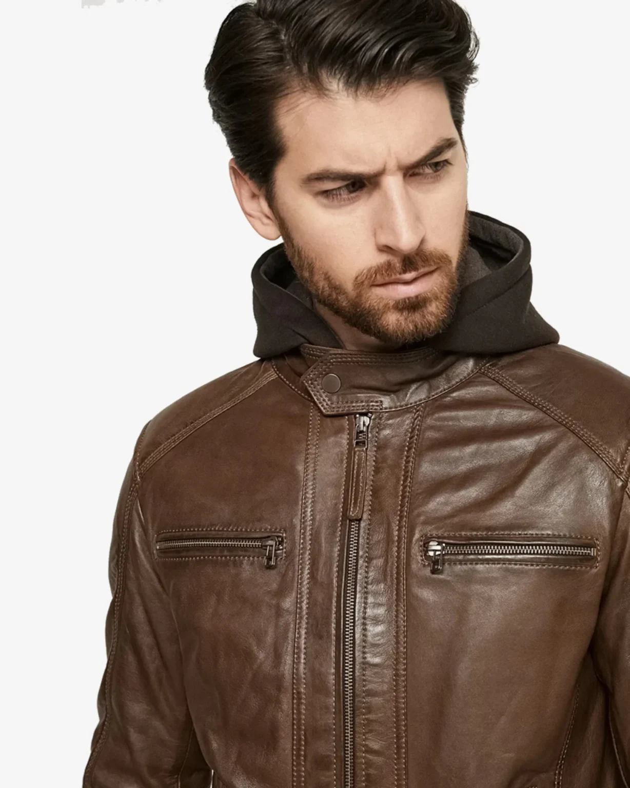 Eric Brown Hooded Leather Jacket