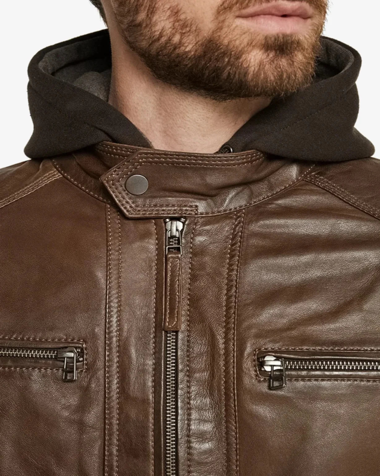 Eric Brown Hooded Leather Jacket