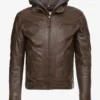 Eric Brown Hooded Leather Jacket