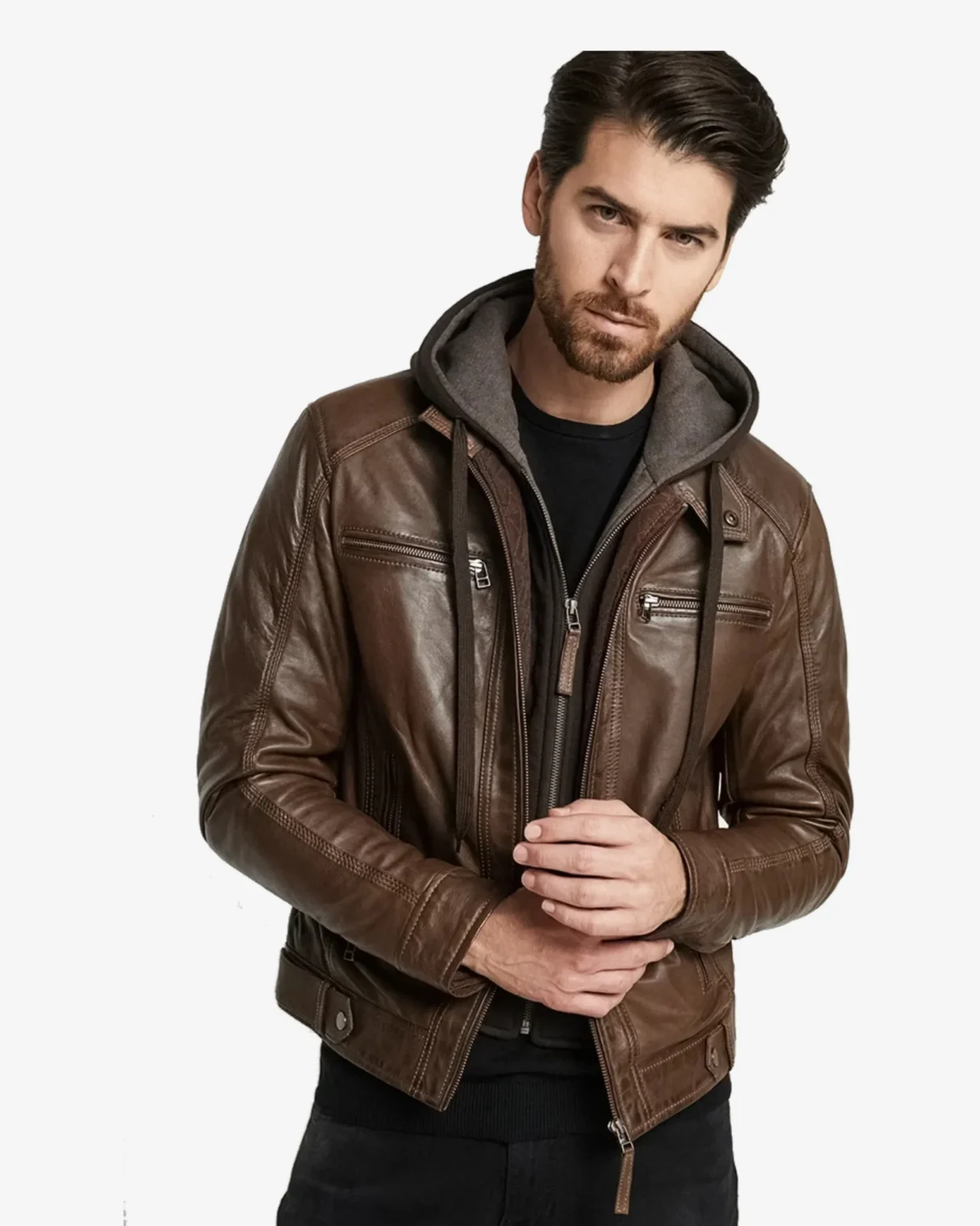 Eric Brown Hooded Leather Jacket