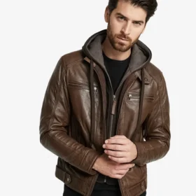 Eric Brown Hooded Leather Jacket