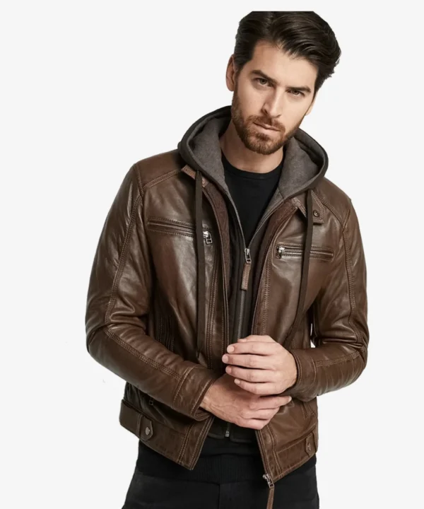 Eric Brown Hooded Leather Jacket