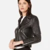 Estela Black Biker Leather Jacket