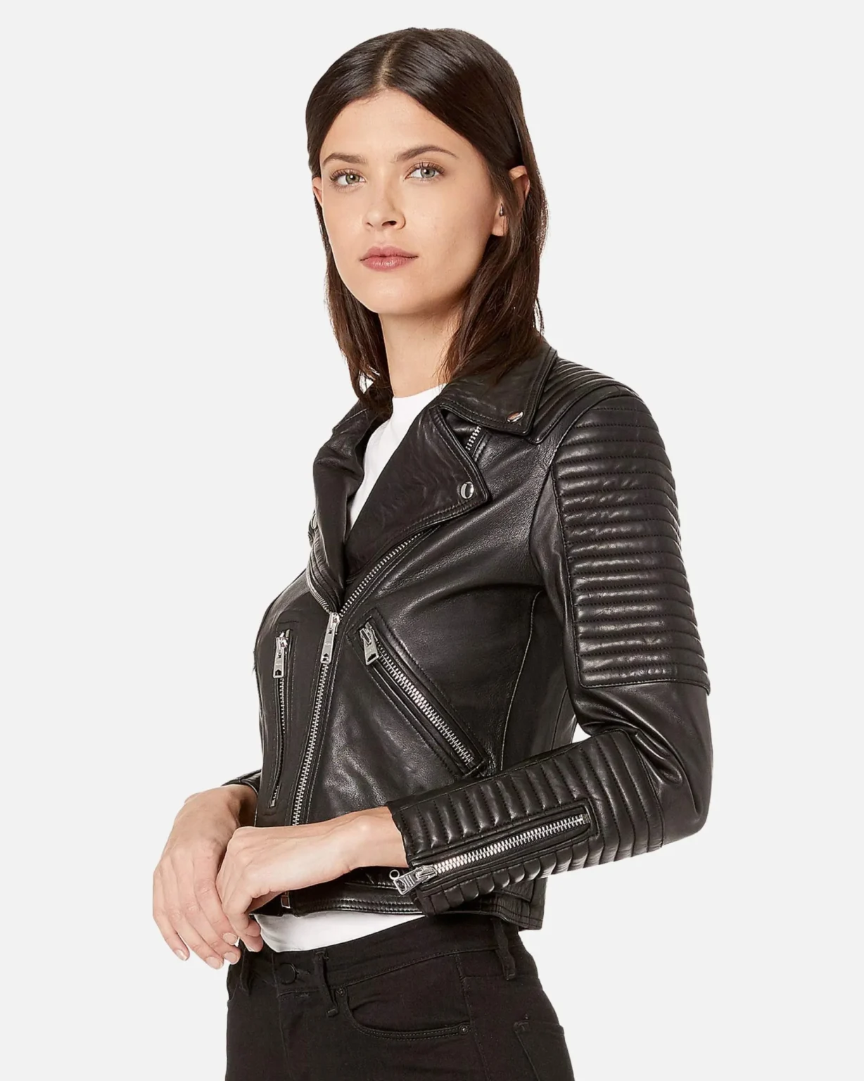 Estela Black Biker Leather Jacket