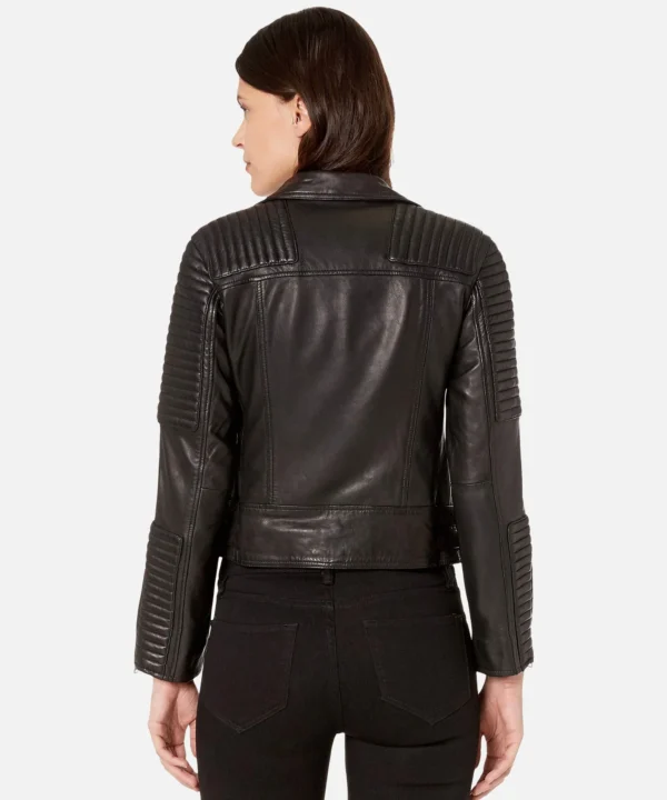 Estela Black Biker Leather Jacket