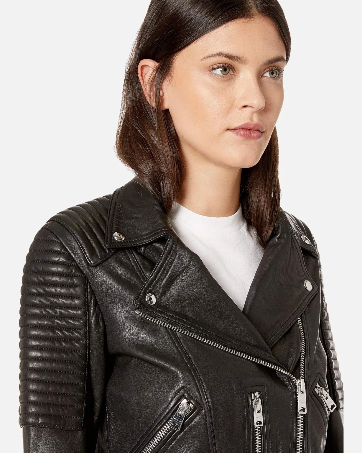 Estela Black Biker Leather Jacket