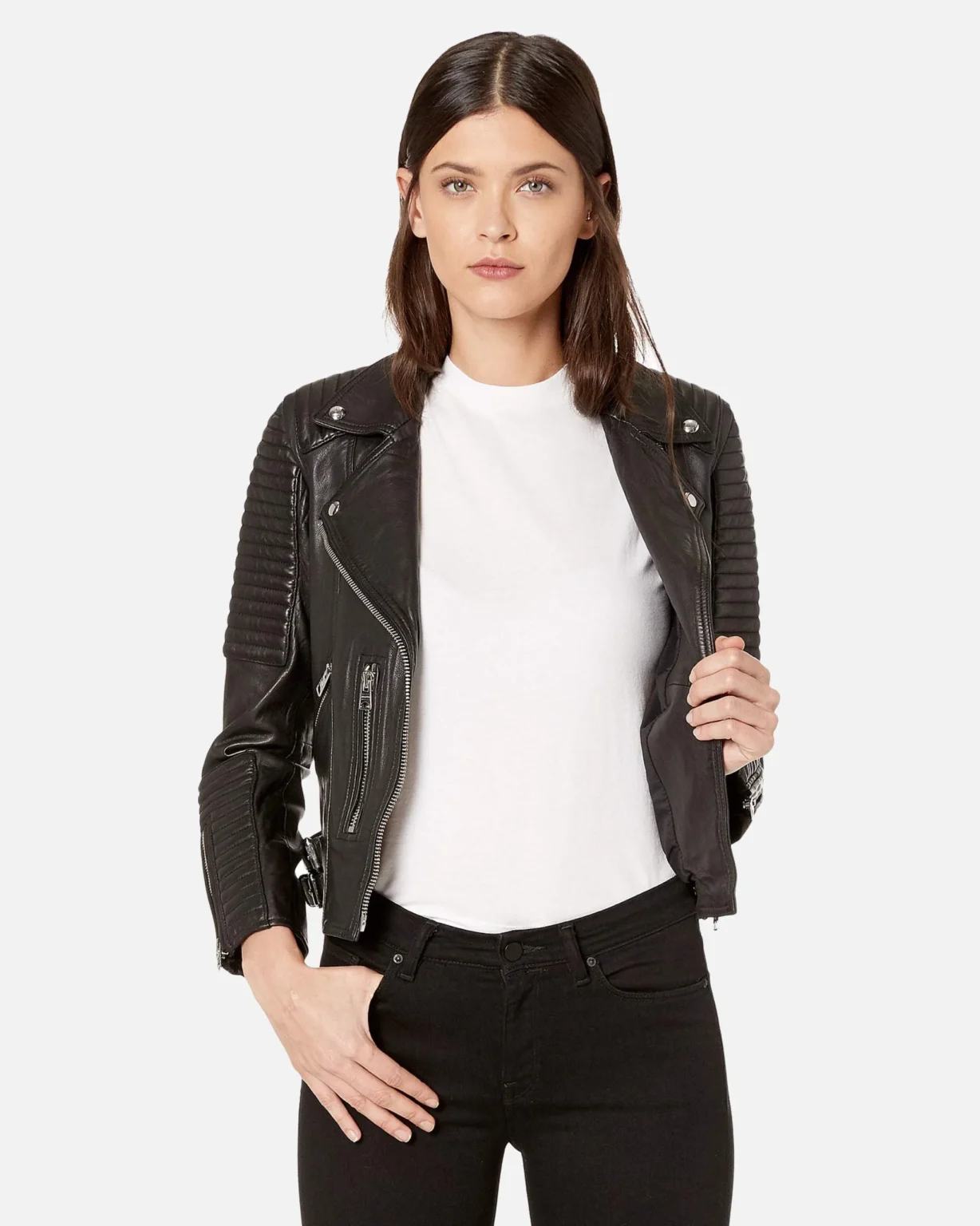 Estela Black Biker Leather Jacket