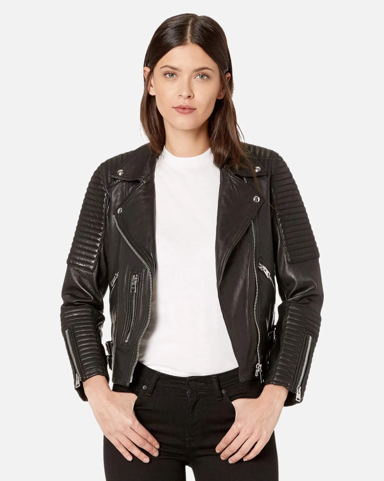 Estela Black Biker Leather Jacket