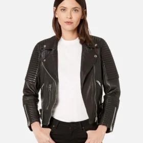 Estela Black Biker Leather Jacket