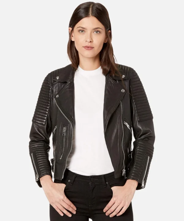 Estela Black Biker Leather Jacket