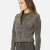 Eva Suede French Grey Moto Leather Jackets 04