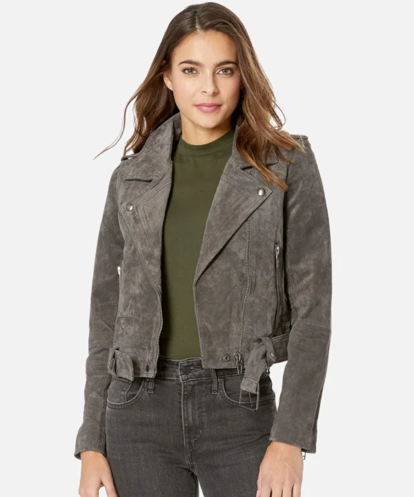 Eva Suede French Grey Moto Leather Jackets 04