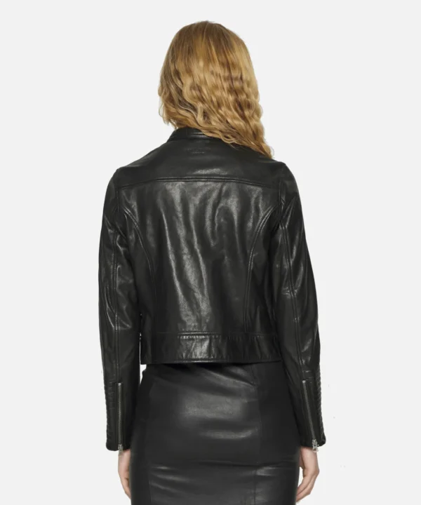 Flawn Womens Racer Leather Jacket