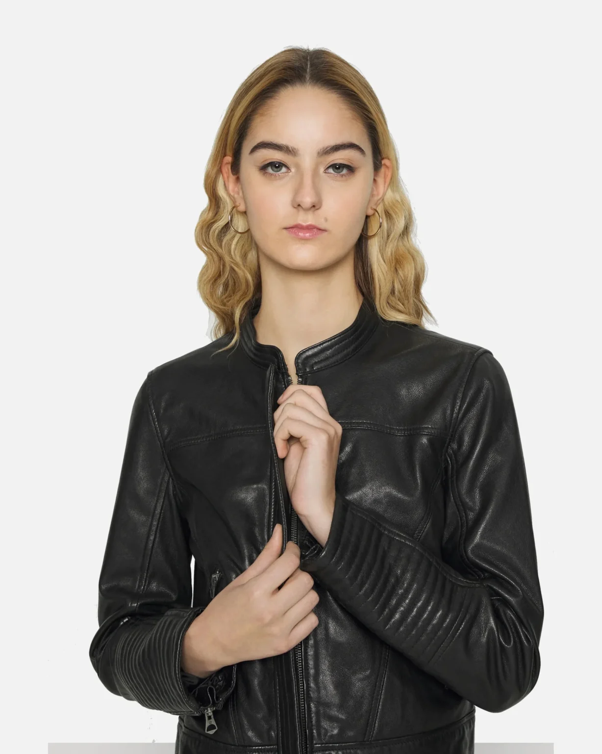 Flawn Womens Racer Leather Jacket