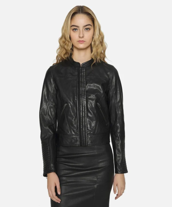 Flawn Womens Racer Leather Jacket