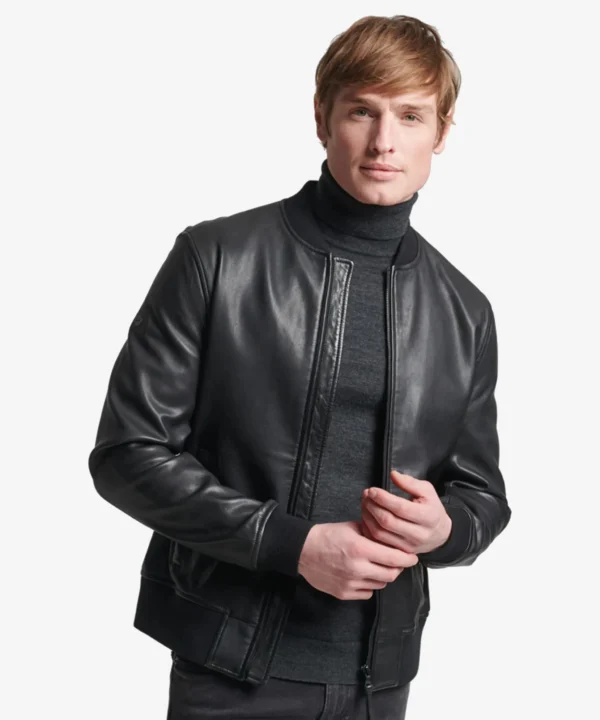 Flight Black Bomber Leather Jacket