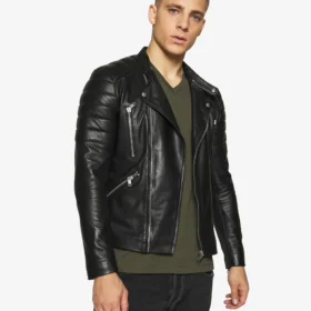 Gladiator Black Biker Leather Jacket