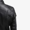 Halle Black Leather Cafe Racer Jacket