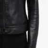 Halle Black Leather Cafe Racer Jacket