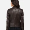 Halle Women Black Leather Racer Jacket