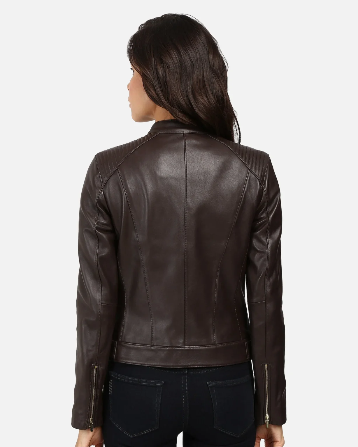 Halle Women Black Leather Racer Jacket