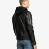 Hamp Black Hooded Leather Jacket